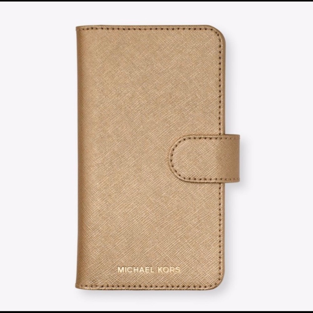 Michael Kors IPhone X Metallic Leather Folio Case